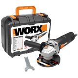 WORX WX718 Haakse slijper, 900 W, compact schuurapparaat met verstelbare handgreep en trillingsvrije extra handgreep voor het slijpen en snijden, schijfdiameter 125 mm, stationair toerental 12000/m