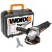 WORX WX718 Haakse slijper, 900 W, compact schuurapparaat met verstelbare handgreep en trillingsvrije extra handgreep voor het slijpen en snijden, schijfdiameter 125 mm, stationair toerental 12000/m
