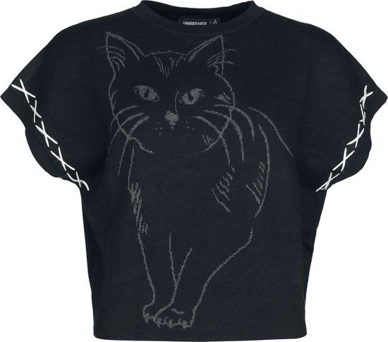 Jawbreaker Oversized Knitted Cat Vest Dames Sweatshirts - zwart - XXL