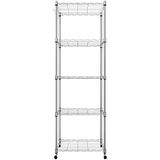 5-laags Himimi 5-laags draadrek op wielen, keukenopbergeenheid, in hoogte verstelbaar display rek voor thuis en keuken 23,2 x 13,8 x 72 inch (l x b x h), chroom