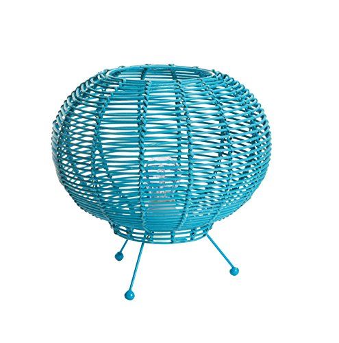 LUSSIOL Hanglamp Korba turquoise, rotan-look, ø 30 cm
