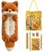 Étui en peluche en forme de renard, contenant du matériel scolaire