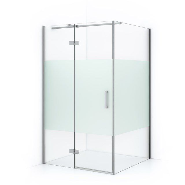 Maxaro Douchecabine Diamond 120x100cm 8mm Helder Veiligheidsglas met Matte Strook Chroom