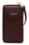 Lazarotti Leren portemonnee schoudertas Bologna Leather Zip Around Wallet With Phone Pocket Burgundy donkerbruin