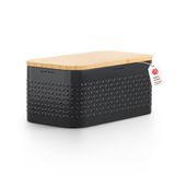 LARS NYSØM Glæde Broodtrommel - Bamboe deksel bruikbaar als snijplank - 34,5x18,5x15,8cm (Carbon Black)