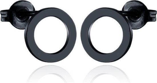 Cilla Jewels oorstekers Edelstaal Open Circle Zwart