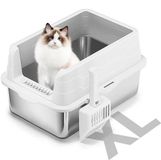 OEM Kattenbak van metaal, halfgesloten, gemakkelijk schoon te maken, grijs