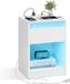 Vasagle Table de chevet avec multiprise - 2 prises et 2 ports USB - avec tiroir - hauteur 55 cm - bois - blanc nuage