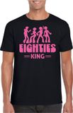 Bellatio Decorations Heren Verkleedshirt - Jaren 80 King - Zwart/Roze - XL