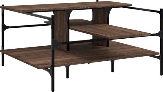 vidaXL Salontafel 100x100x48,5 cm bewerkt hout bruin eikenkleur