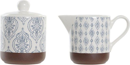 DKD Home Decor Suikerpot - Aluminium - Keramiek - Wit - Rond - 12.5 x 6.5 x 8 cm - Vaatwasserbestendig