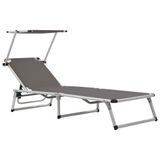 VidaXL Lounge Tuinstoel Gecapitonneerde Zitting Aluminium Staal Textiel Grijs