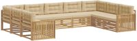 vidaXL - Buiten bankenset 9-delig Wit en Beige Massief Acacia Hout
