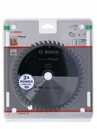 Bosch 2 608 837 703 cirkelzaagblad Standard for Wood voor accuzagen 18,4 cm 48 tanden 1 stuk(s)