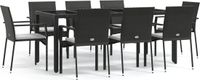 vidaXL 9-delige Tuinset Poly Rattan Zwart