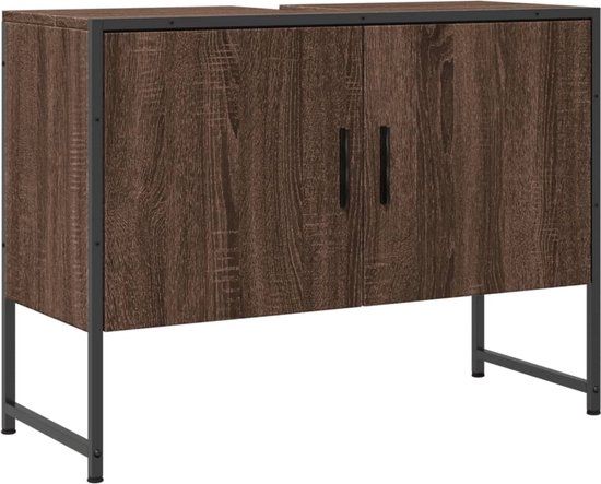 vidaXL Wastafelkast 80x33x60 cm bewerkt hout bruin eikenkleurig