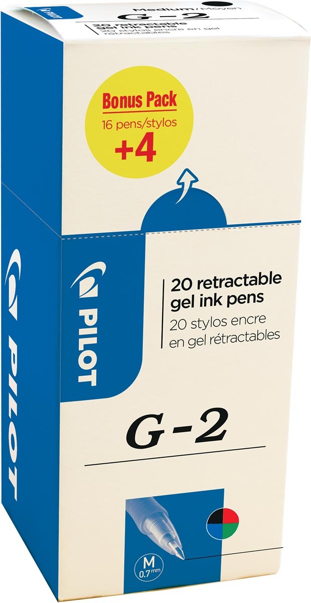 Pilot gelroller G-2 medium value pack met 16 + 4 stuks in 4 geassorteerde kleuren