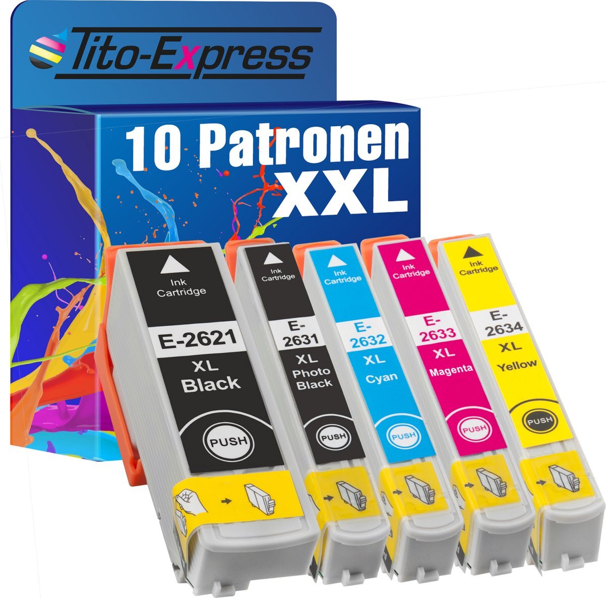 Tito Express PlatinumSerie 10x cartridge alternatief voor Epson T2621-T2634 26 26XL