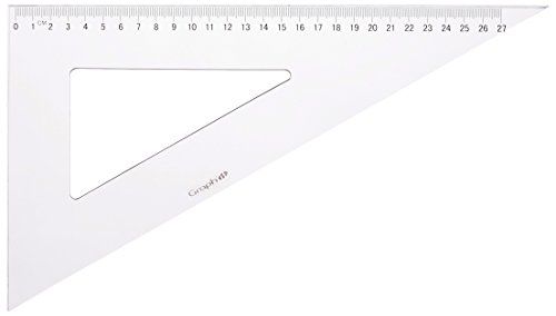 Graph'it - Transparante kunststof hoek met schaalverdeling 30 cm - 60 graden - School en professioneel tekengereedschap - Dubbele rand vuilafstotend