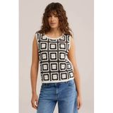 WE Fashion Dames gehaakt gilet Zwart Katoen XL