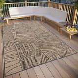Elle Decoration Léo Tapijt voor binnen en buiten, plat weefsel, modern outdoortapijt, weerbestendig en uv-bestendig, voor woonkamer, hal, balkon, terras, tuin, crèmezwart, 160 x 230 cm