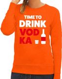Bellatio Decorations Shoppartners Bv Time to drink Vodka tekst sweater oranje dames
