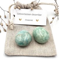 Amazoniet Trommelsteen Zakje - December Geboortesteen - Cadeau