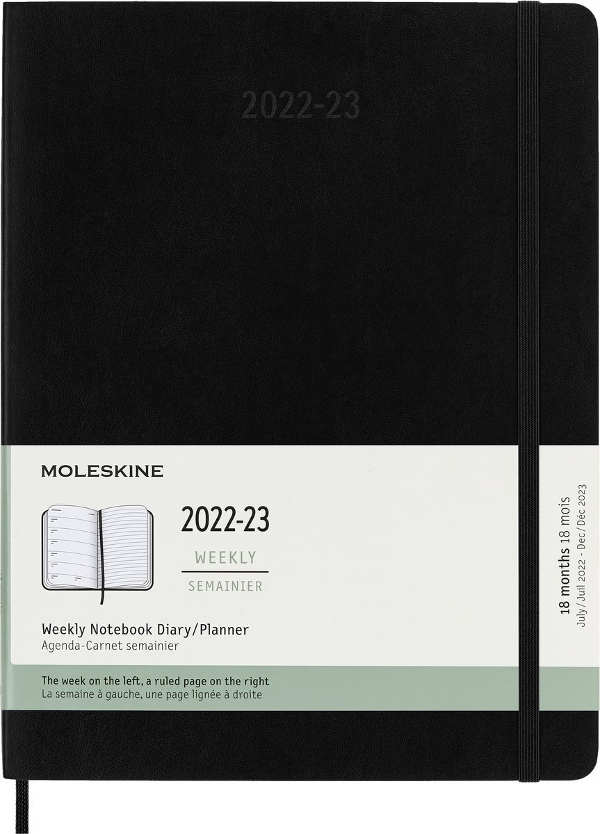 Moleskine XL 18 maanden weekagenda 2022/2023 softcover zwart