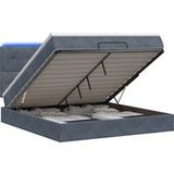 Maison Exclusive Lit Ottoman exclusif avec matelas et éclairage LED, couleur gris foncé, dimensions 180 x 200 cm, revêtement en velours