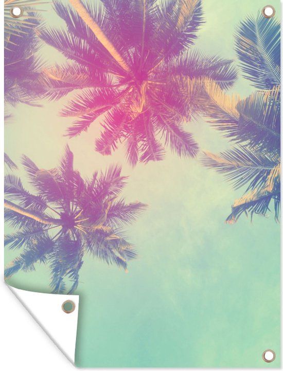 GreatGardenPosters Tuinschilderij - Palmboom - Palmbladeren - Zomer - 120x160 cm - Outdoor