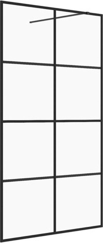 vidaXL Inloopdouchewand - 90x195 cm - ESG-glas - Zwart