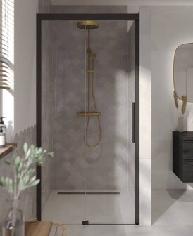 Ben IMotion Douchedeur - Schuifdeur - Links - 120x206 cm - Antikalk - Mat Zwart