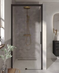 Ben IMotion Douchedeur - Schuifdeur - Links - 120x206 cm - Antikalk - Mat Zwart