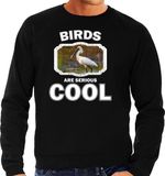 Bellatio Decorations Shoppartners Bv Dieren vogels sweater zwart heren - birds are serious cool trui - cadeau sweater lepelaar vogel/ vogels liefhebber XL