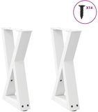 vidaXL Salontafelpoten - 2 stuks - 28x(42-43,3) cm - Staal - Wit