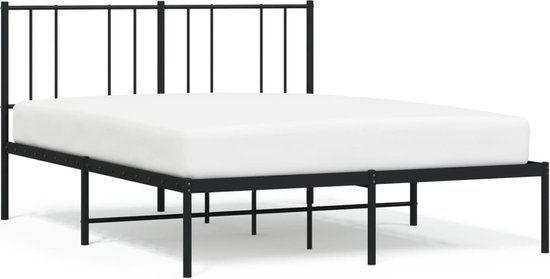 vidaXL Bedframe met hoofdbord metaal zwart 140x200 cm