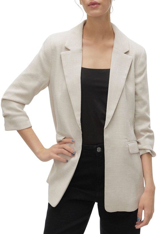 Vero Moda Vmfrida Ls Regular Blazer Noos - Oatmeal/melange - Women's Size 38