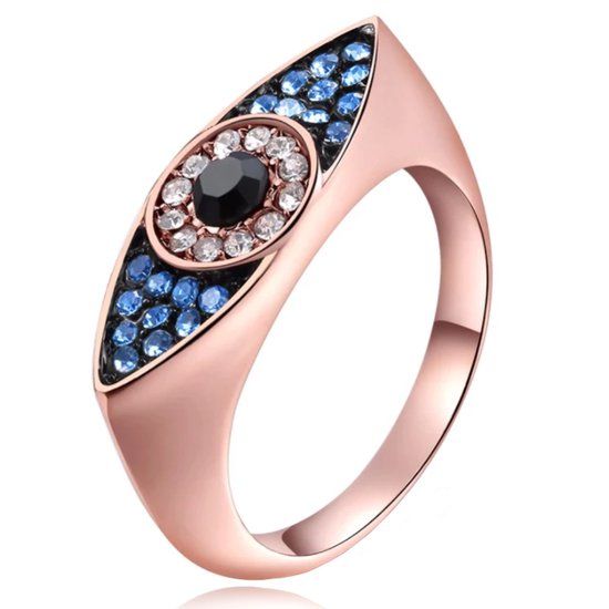 LGT JWLS Lookinggoodtoday Dames Ring Boze Oog Rose Kleurig met Zirkonia - Maat 50