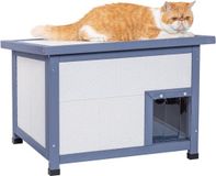 Merkloos / Sans marque Wan GmbH Buiten Kattenhuis - Dierenverblijf Isolatie - Warmte Bescherming - 4-Laags Isolatie - 60 x 50 x 49 cm - Wit Blauw