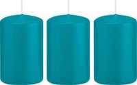 Trend Candles Bougie cylindrique/bougie tronc - 3x - turquoise - 5 x 8 cm - 18 heures de combustion