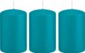 Trend Candles Bougie cylindrique/bougie tronc - 3x - turquoise - 5 x 8 cm - 18 heures de combustion