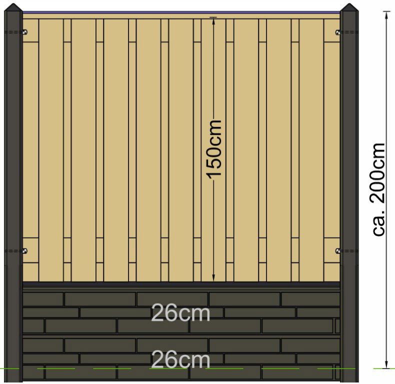 Tuindeco Berton paal Geul antraciet tussenmodel 280 cm