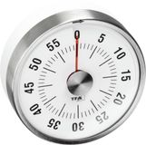 TFA Dostmann keukenwekker PUCK, 38.1028.02, magnetische eierwekker, timer, resttijdaanwijzing, 0-60 min, mechanische opwind mechanisme, wit/zilver, (L) 79 x (B) 32 x (H) 79 mm