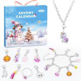 Adventskalender 2025 pour enfants - Filles - 24 jours de bijoux - Calendrier de compte à rebours pour Noël - Bracelet - Collier