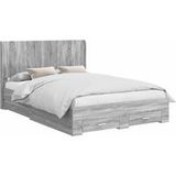 Maison Exclusive Lit avec espace de rangement et tête de lit, en panneaux de particules imitation bois Sonoma, couleur gris