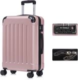 YONSLY Handbagage Koffer - 66cm - 66 L - TSA Slot - 360° Draaibare Wielen - Trolley - Roségoud