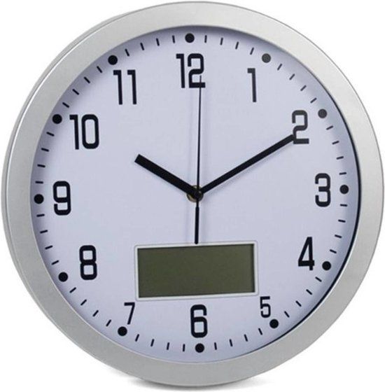 Gerimport Wandklok - Zilver - 30 cm - Kunststof - Rond