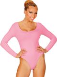 Widmann - Dans & Entertainment Kostuum - Unicolor Body Volwassen Met Knoopsluiting, Zacht Roze - Roze - Medium / Large