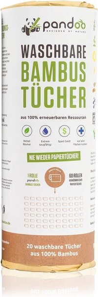 Pandoo Bamboe Herbruikbare Keukenrol - Wit - 20 stuks