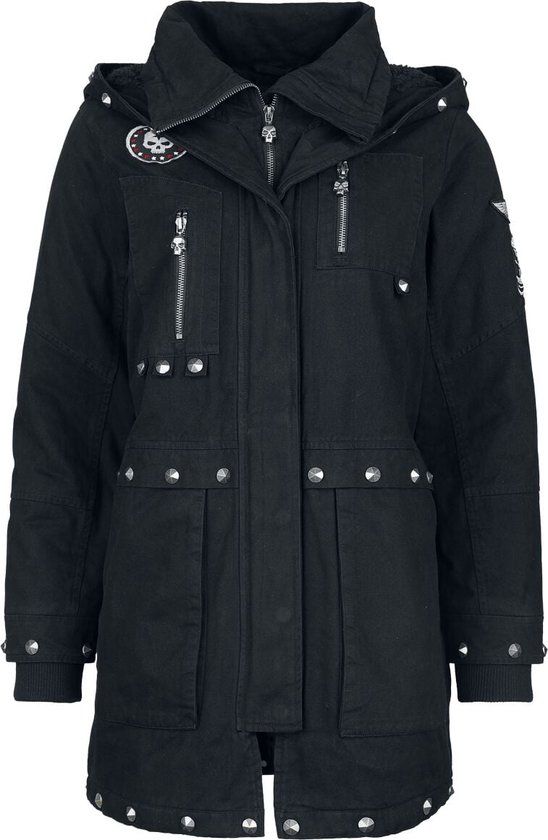Rock Rebel by EMP Zwarte Winterjas met Klinknageldetails - Dames - XL